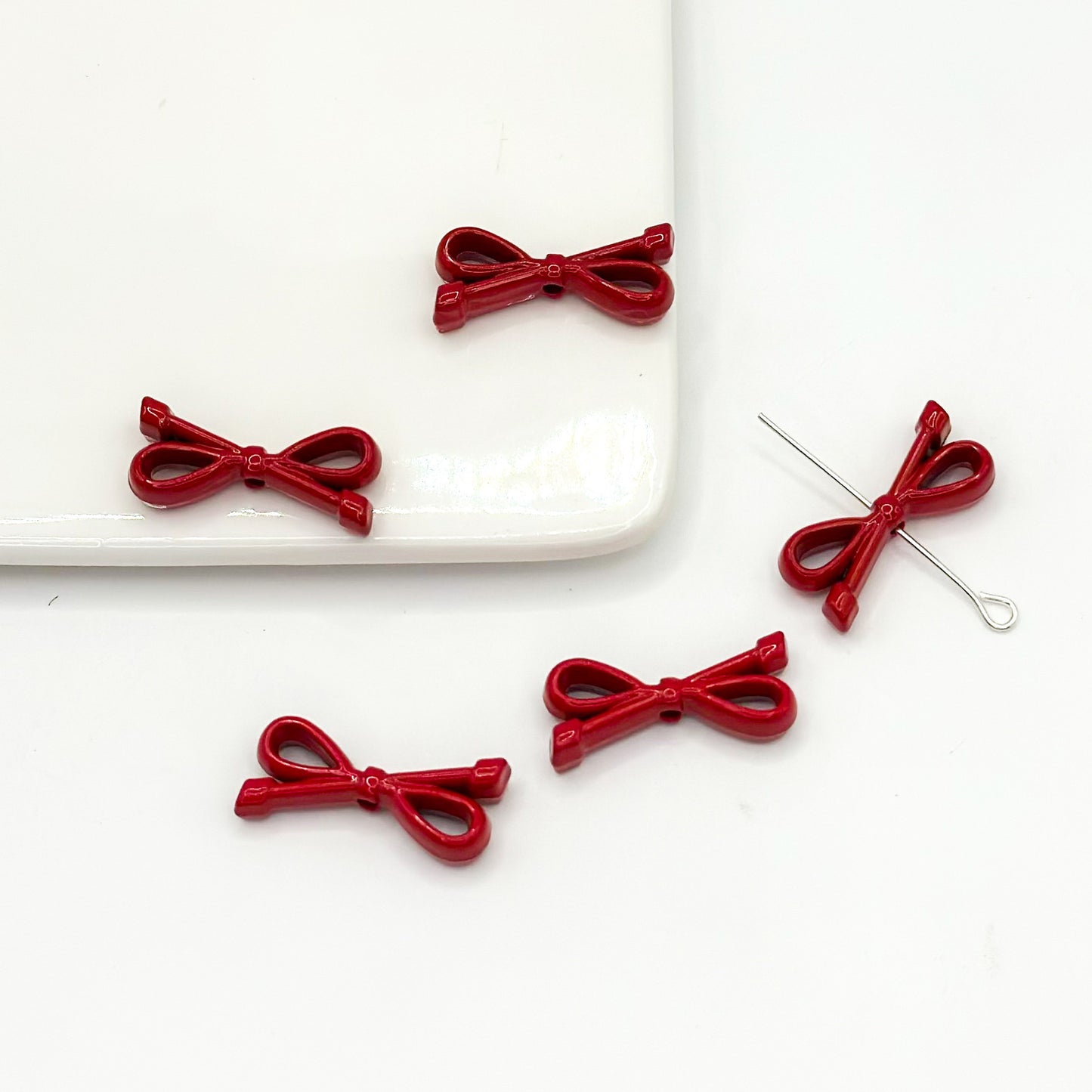 Eight Character Shaped Bow Tie Metal Beads 10*22mm Baking Painted 10pcs 17