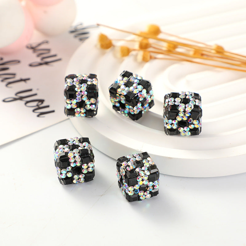Polymer Clay Cube Rhinestone Beads 16mm Christmas Gift 30pcs 9