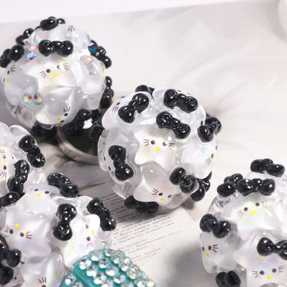 Embellished Bubblegum Beads 20mm Hello KT Star Polymer Clay 5pcs 6