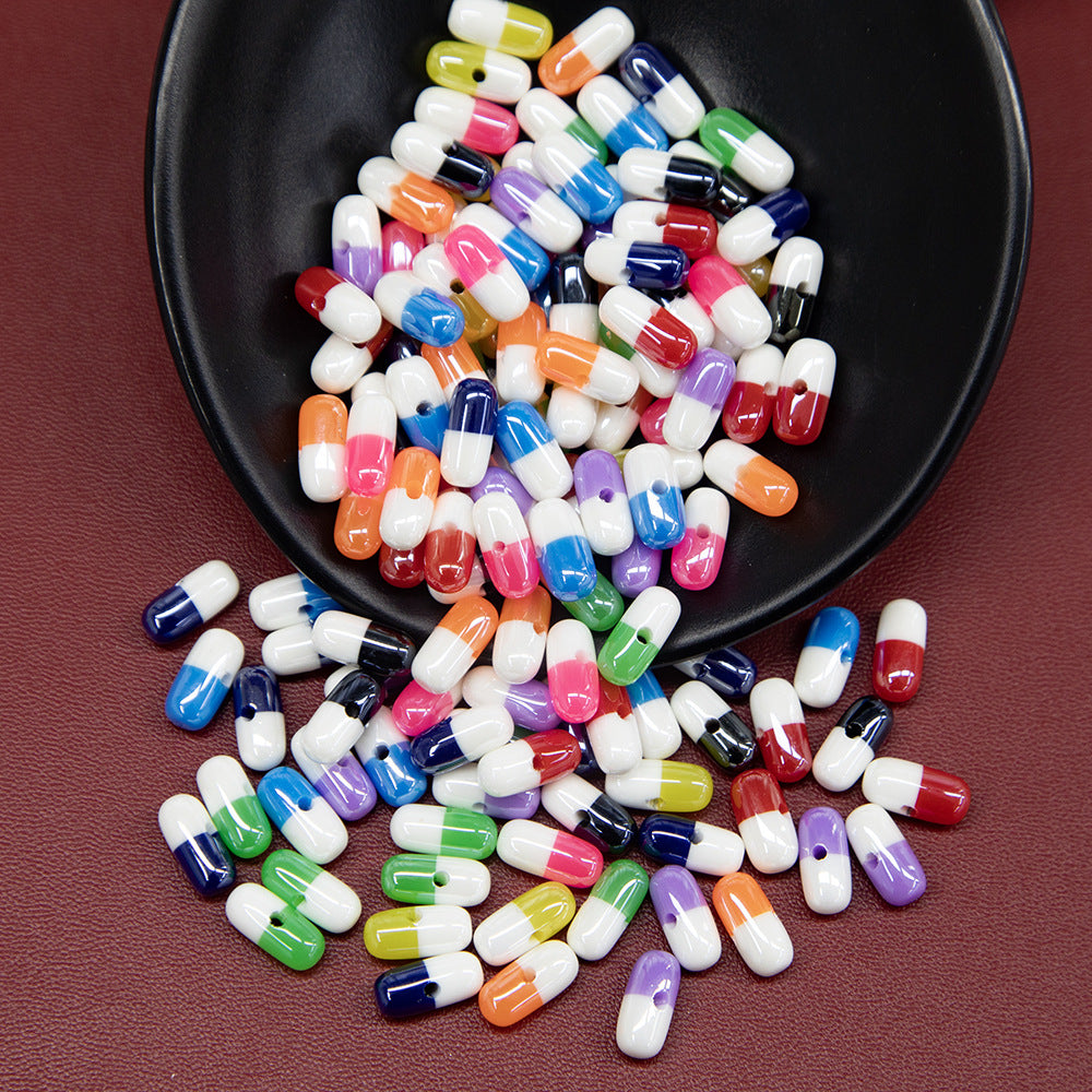 Plating Capsule Resin Beads 12mm Glossy Two Tone 20pcs 4