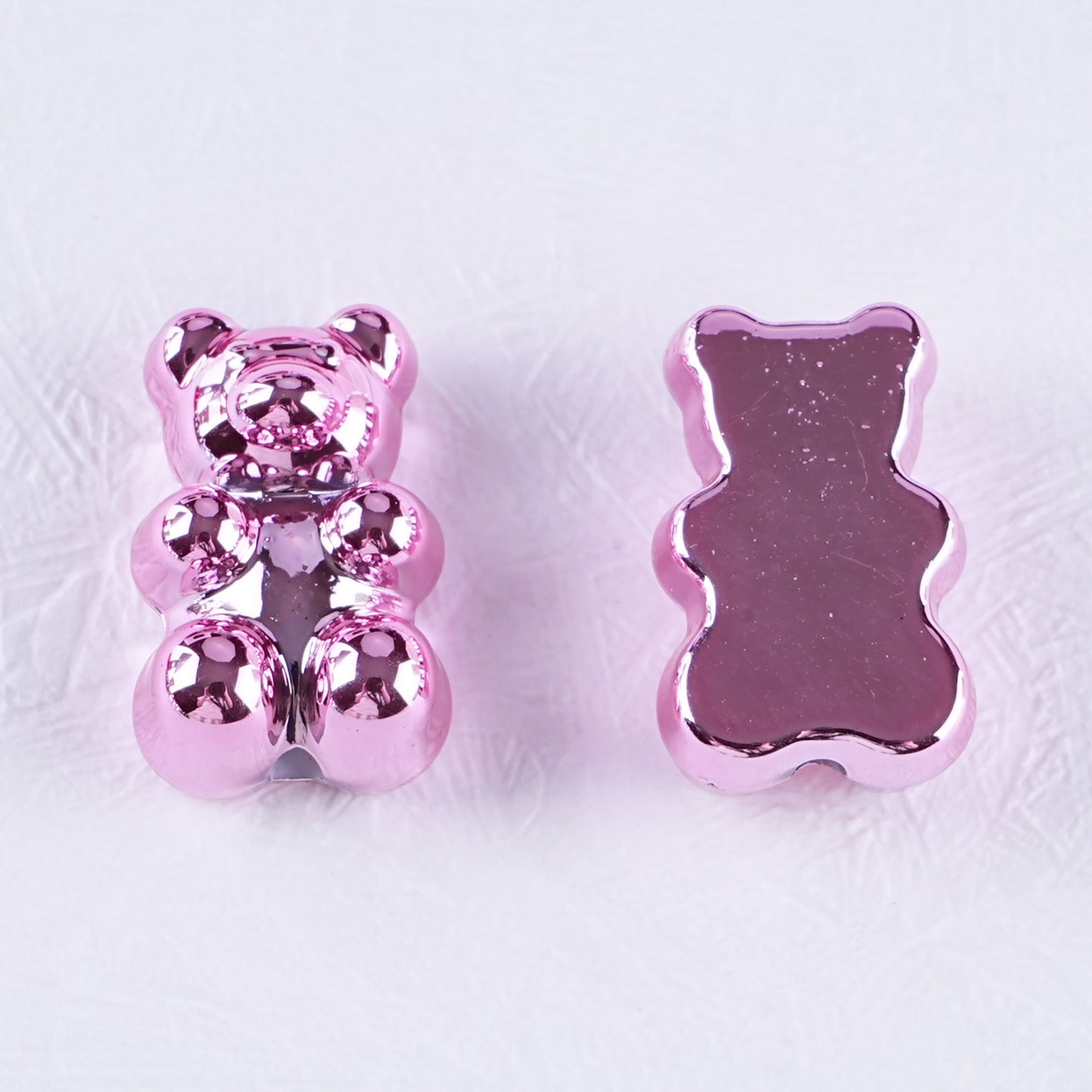 Plating Teddy Bear Acrylic Beads 18mm Metallic Colored 100pcs 10