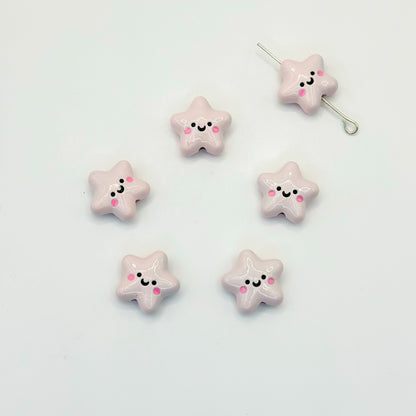 Star Metal Beads 13mm Glossy Painted Smiley Face 10pcs 7
