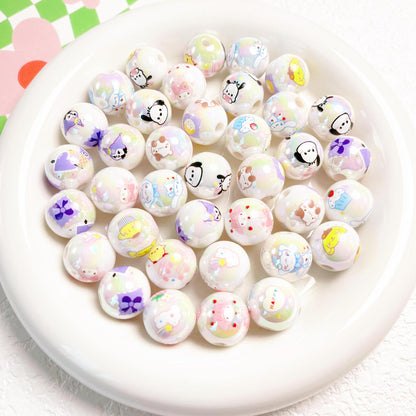 Printed Round Acrylic Beads 15mm Glossy Sanrio Characters 10pcs 11