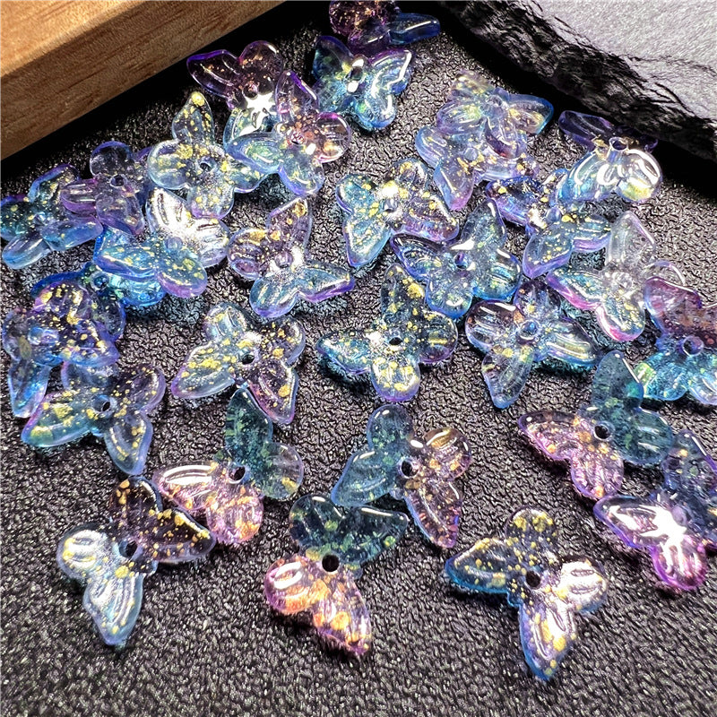 Czech Glass Beads Butterfly 11mm Gradient Purple Blue Green 50pcs 17