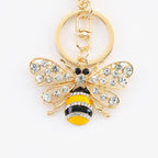 Rhinestone Bee Keychain Golden Alloy Zinc Decorative Charm 4