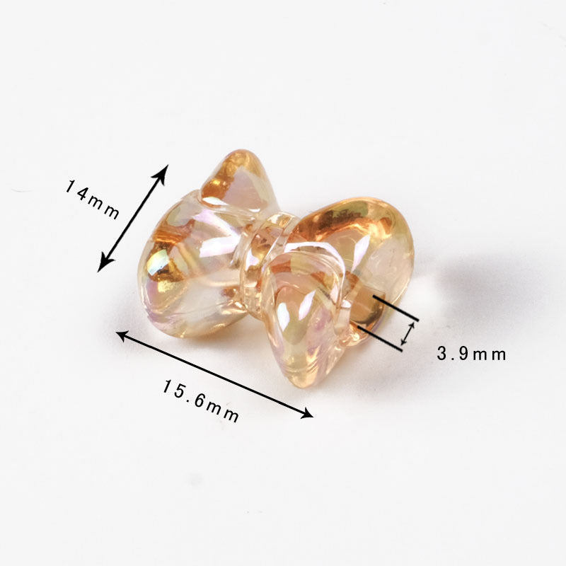 Transparent Plating Bow Acrylic Beads 15.6*14mm Candy Colored 100pcs 2