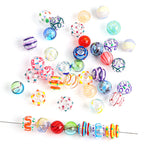 Hand Painted Hollow Polka Dotted Blown Glass Beads 14mm 4pcs 2