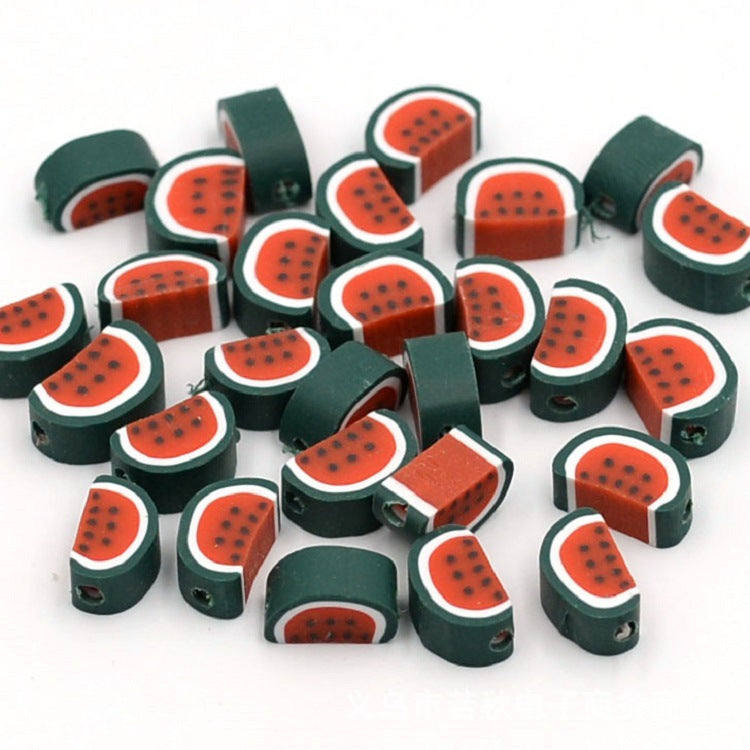 Flat Clay Beads 10mm Fruit Monochrome Polymer 200pcs 27