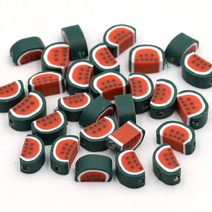 Flat Clay Beads 10mm Fruit Monochrome Polymer 200pcs 27