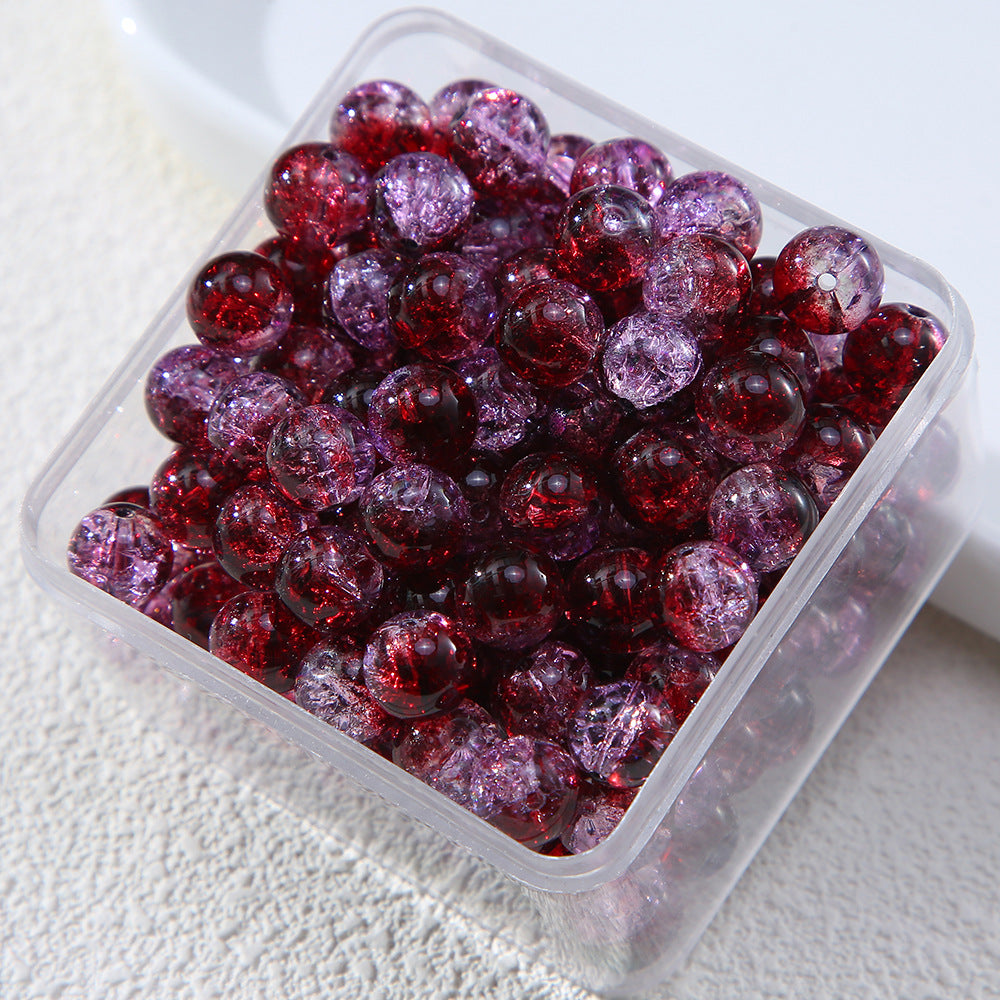 Gradient Crackle Round Glass Beads 10mm Vibrant Mixed Colors 60pcs 18