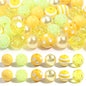 Multi-Color Bubblegum Beads 20mm Vibrant Solids Stripes Polka Dot Rhinestone 120pcs 15