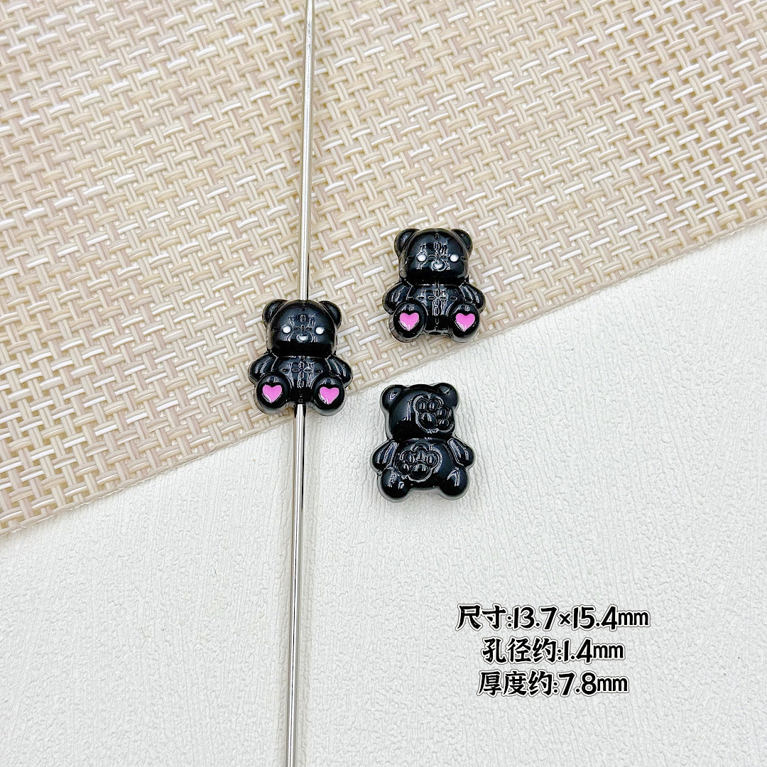 Bear and Honeypot Metal Beads 13mm Hand-Painted Colorful 10pcs 13