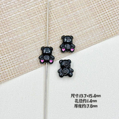 Bear and Honeypot Metal Beads 13mm Hand-Painted Colorful 10pcs 13