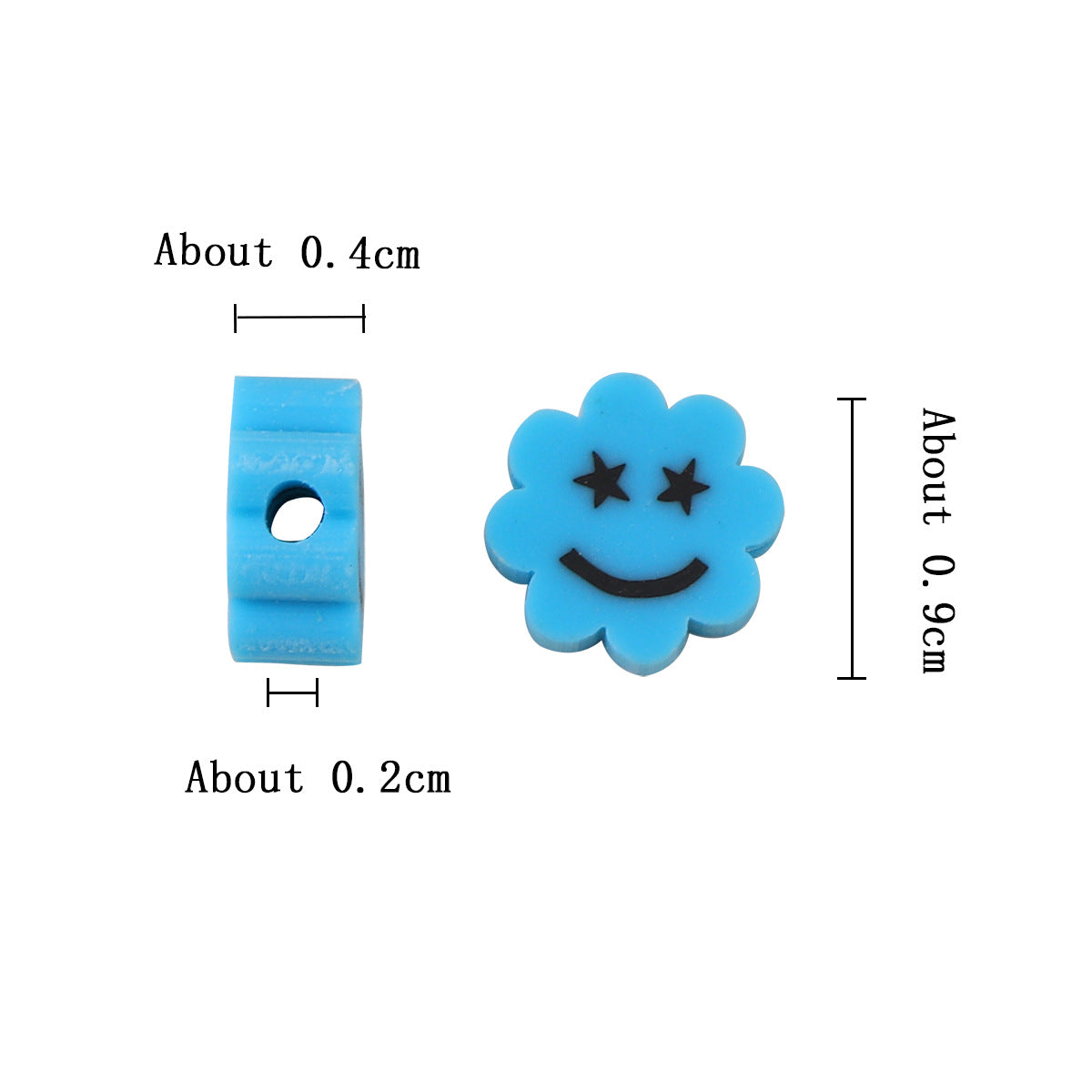 Flower Clay Beads 9mm Colorful Smiley Face With Star Eyes 100pcs 2