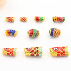 Brass Tube Metal Beads Colorful Koi Fish Enamel 10pcs