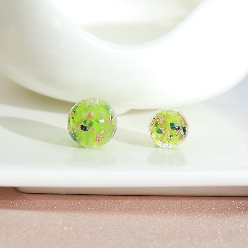 Lampwork Glass Beads Round 8 10 12mm Colorful Gold Foil 100pcs 9