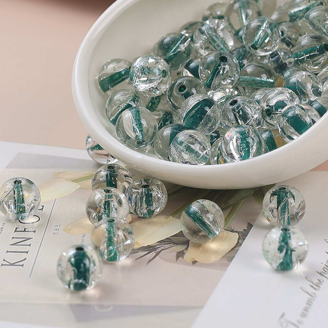 Clear Dyed Core Round Glass Beads 10mm Assorted Colors 40pcs 17