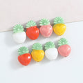 Hand Painted Heart Pineapple Ceramic Beads 15mm Glossy Pastel 10pcs 3