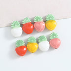 Hand Painted Heart Pineapple Ceramic Beads 15mm Glossy Pastel 10pcs 3