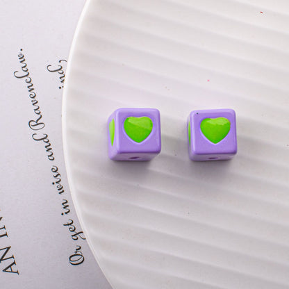 Warm Winter Color Series Heart Acrylic Square Beads 12.5mm 20pcs 14