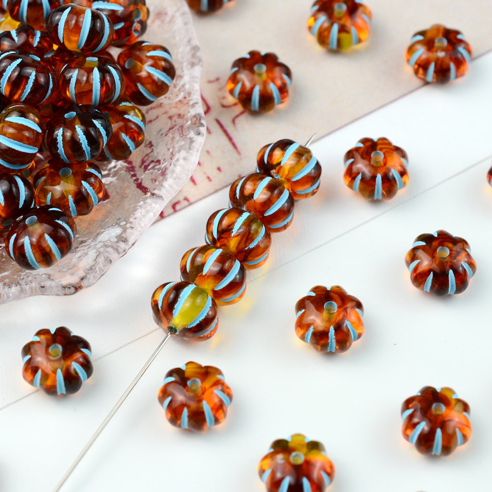 Painted Flattened Pumpkin Acrylic Beads 12mm Mixed Colors 40pcs 3