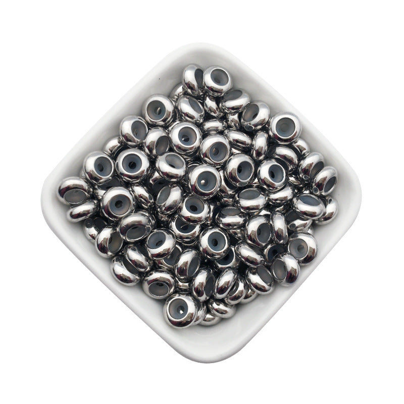 Stainless Steel Crimp Metal Beads 8mm Smooth Large Hole 20pcs 7