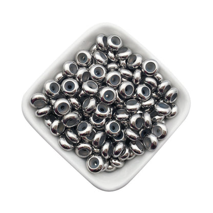 Stainless Steel Crimp Metal Beads 8mm Smooth Large Hole 20pcs 7