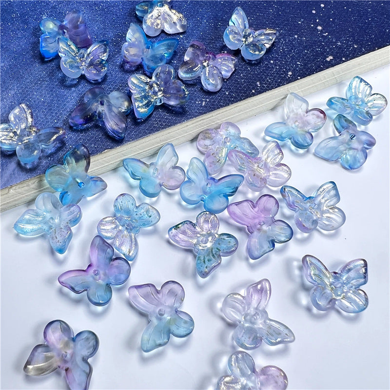 Czech Glass Beads Butterfly 11mm Translucent Purple Blue Pink 50pcs 18