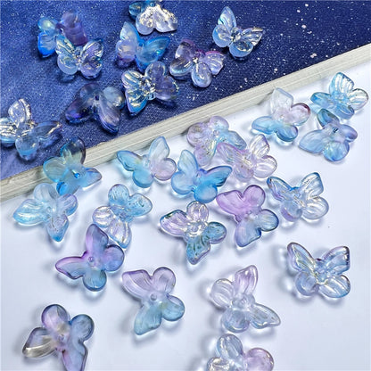 Czech Glass Beads Butterfly 11mm Translucent Purple Blue Pink 50pcs 18