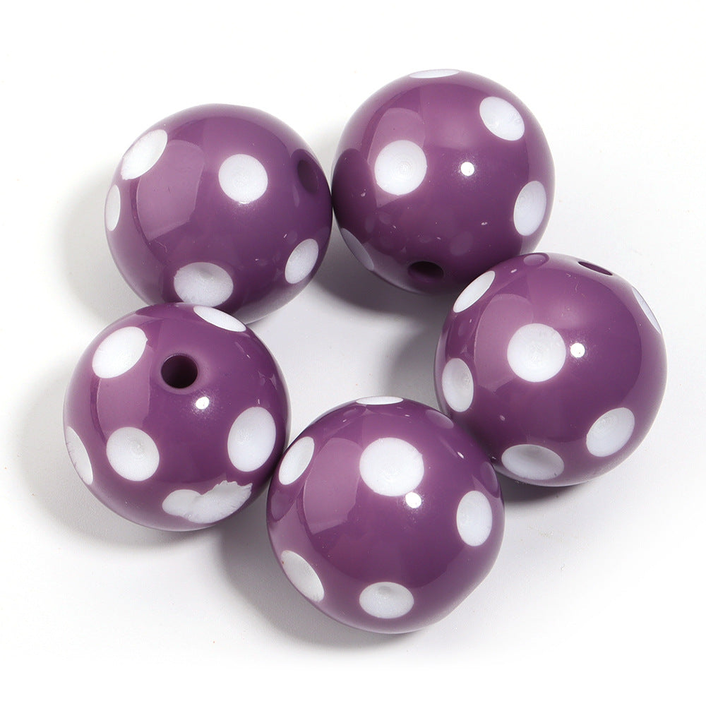 Polka Dot Bubblegum Beads 20mm Colorful Concave Resin Round 10pcs 8