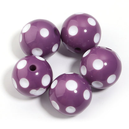 Polka Dot Bubblegum Beads 20mm Colorful Concave Resin Round 10pcs 8