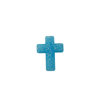 Silicone Focal Beads Cross Matte Speckled Glow in the Dark 20pcs 24