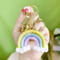 Cotton Crochet Rainbow Keychain Pastel Colors with Pom Poms 8