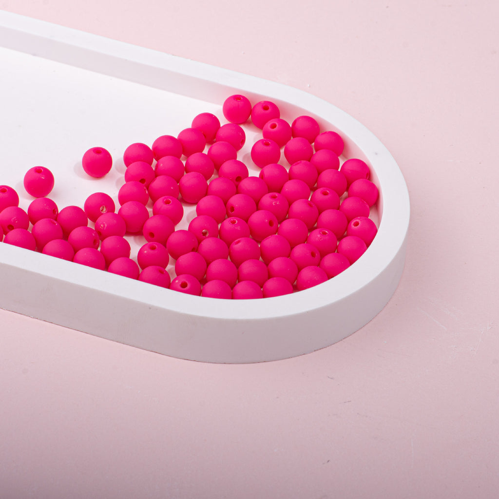 Solid Color Rubberized Round Acrylic Beads 8mm 9