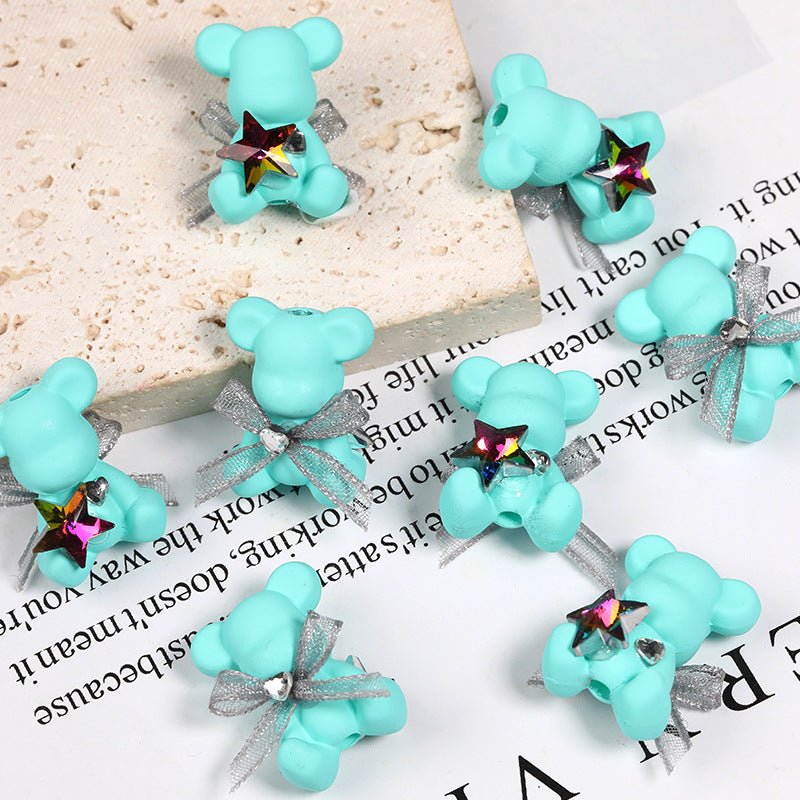 Cartoon Bear Acrylic Beads 17x24mm Pastel Colors 2pcs 6