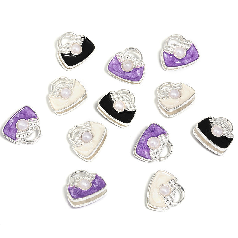 Handbag Metal Beads 18mm Double-Sided Pearl Enamel Finish 10pcs 5