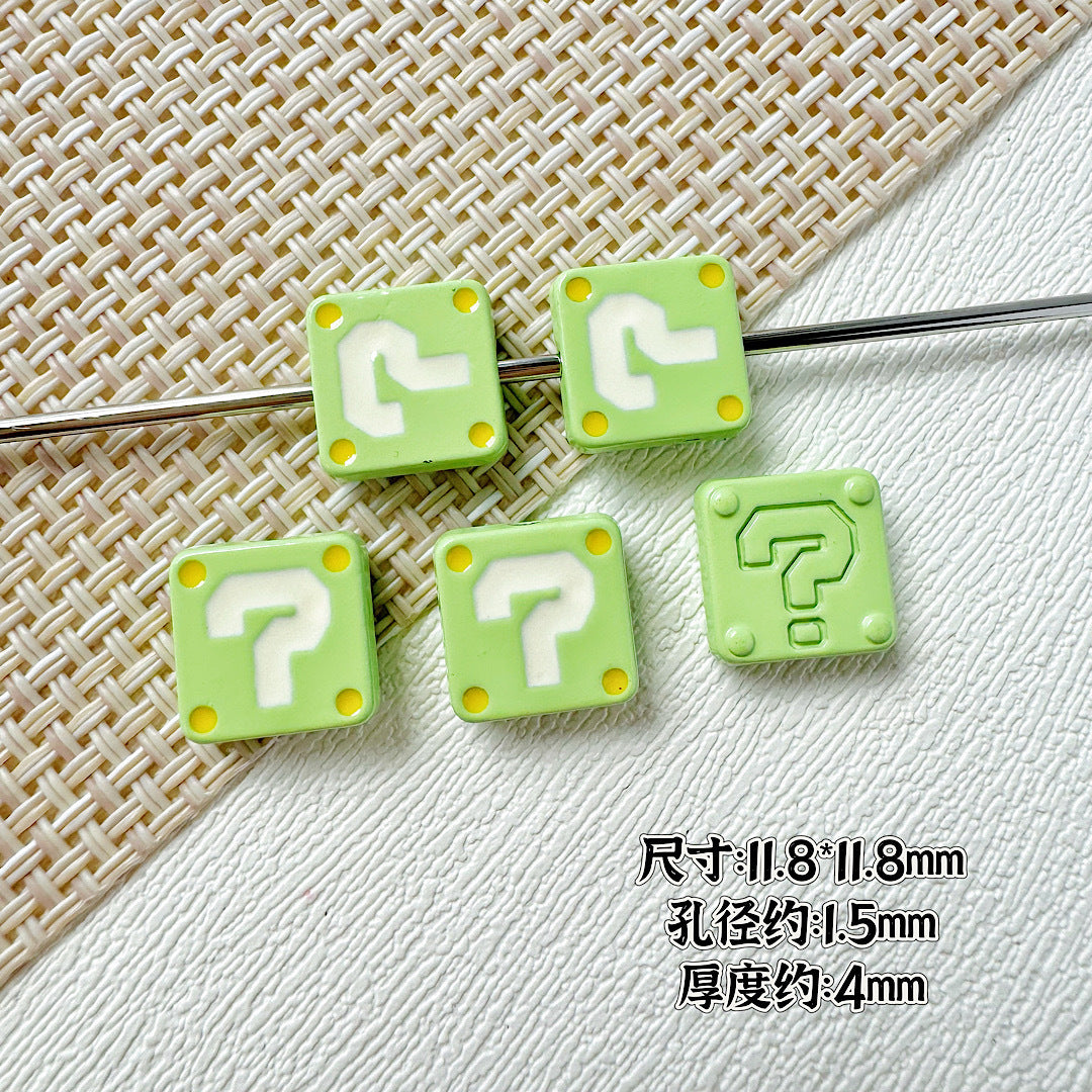 Square Metal Beads 11mm Painted Question Mark Design 20pcs 8