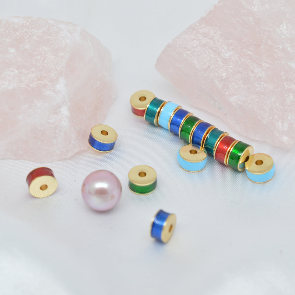 Brass Round Spacer Beads 6mm Colorful Enamel 10pcs 2