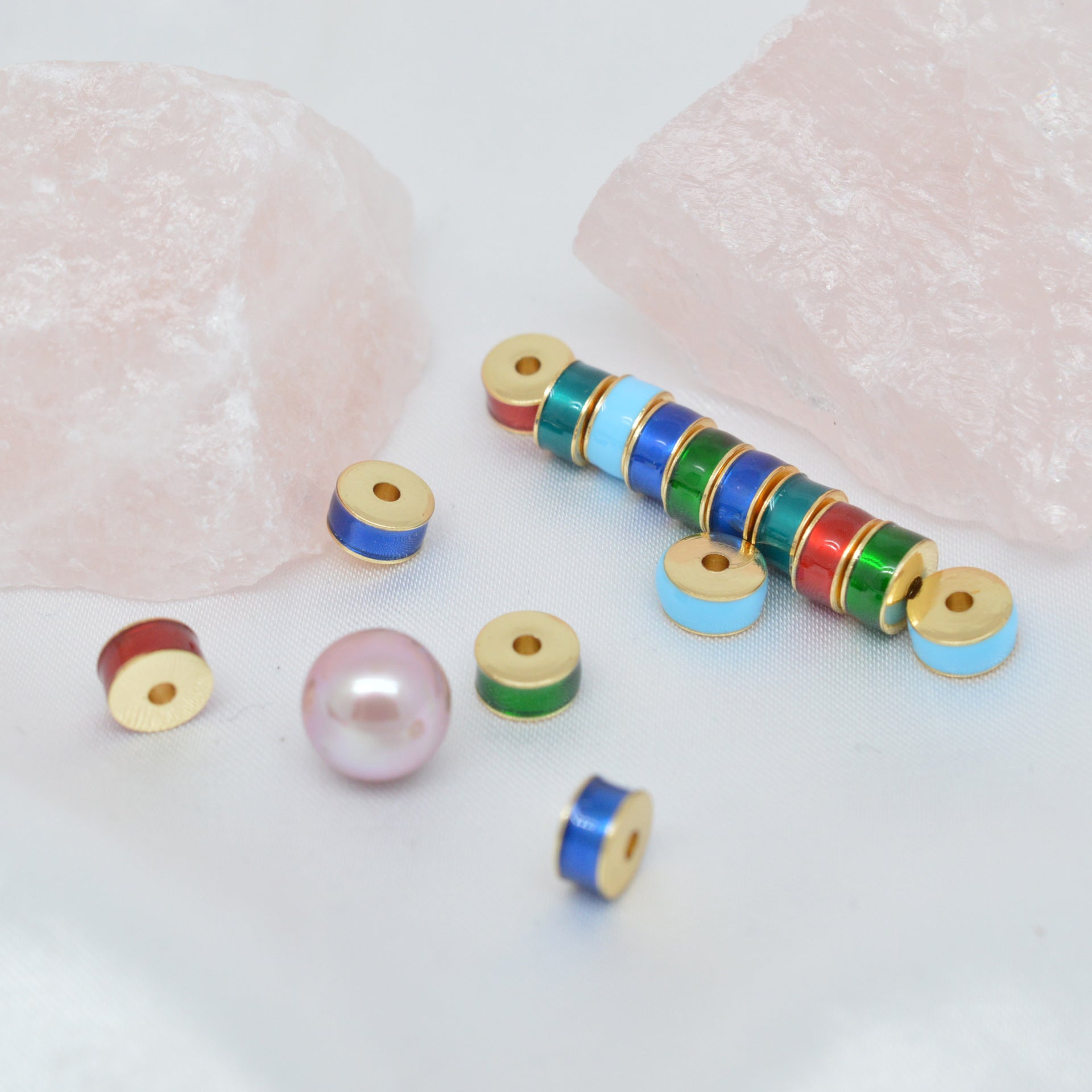 Brass Round Spacer Beads 6mm Colorful Enamel 10pcs 2