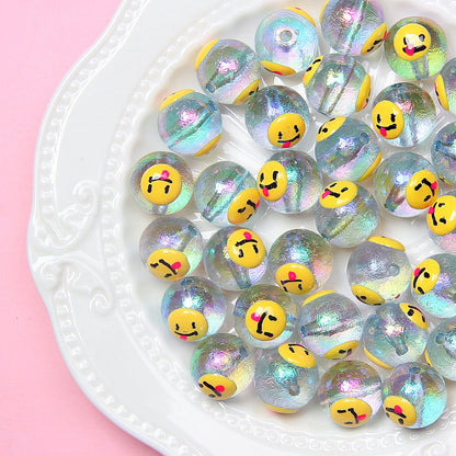 Hand Painted Daisy Bee Series Acrylic Beads 16mm Colorful Glossy 10pcs 13