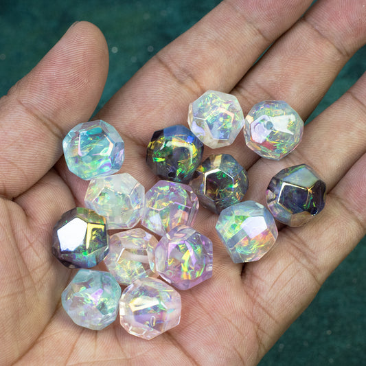 Faceted Iridescent Resin Beads 16mm Mixed Colors 10pcs 2