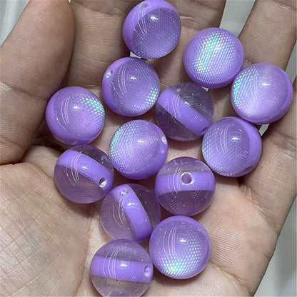 Imitation Opal Plaid Pattern Resin Beads 16mm Glossy Mixed Colors 100pcs 2