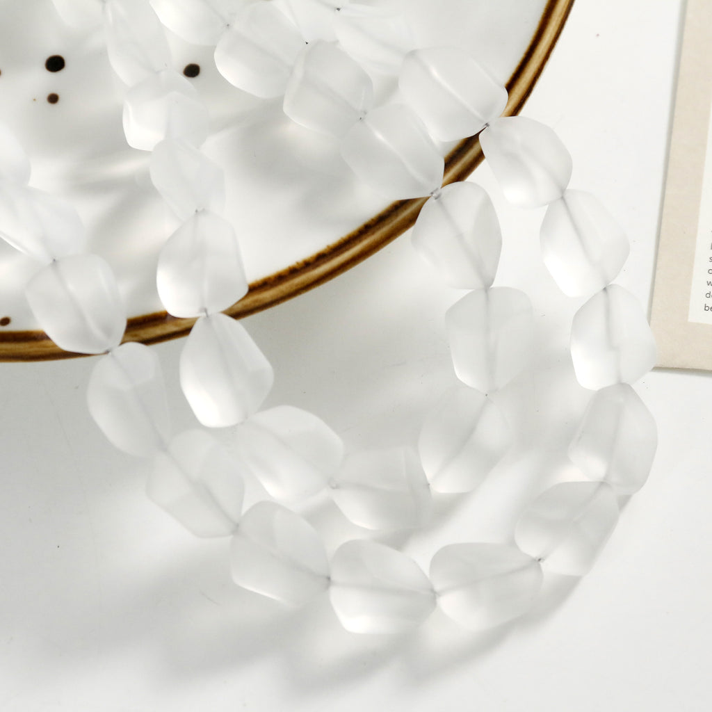 Frosted Glass Beads Organic Shape Translucent Colors 12x15mm 10pcs 12