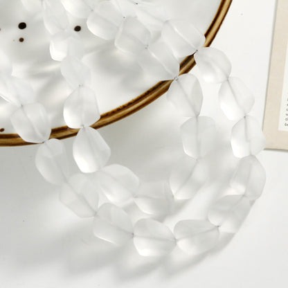 Frosted Glass Beads Organic Shape Translucent Colors 12x15mm 10pcs 12