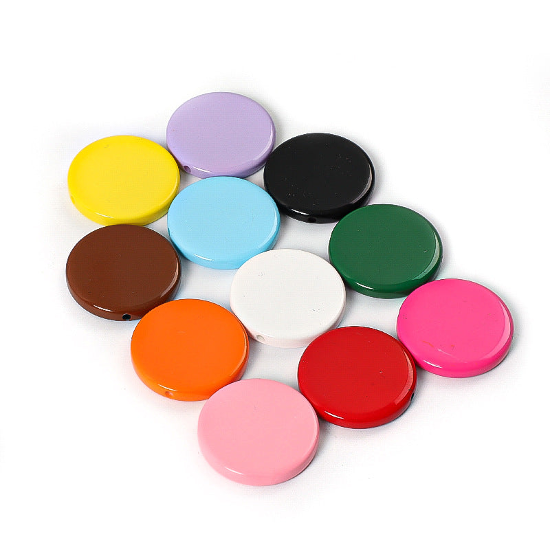 Glossy Painted Disc Acrylic Beads 32mm Colorful Mixed 50pcs 2