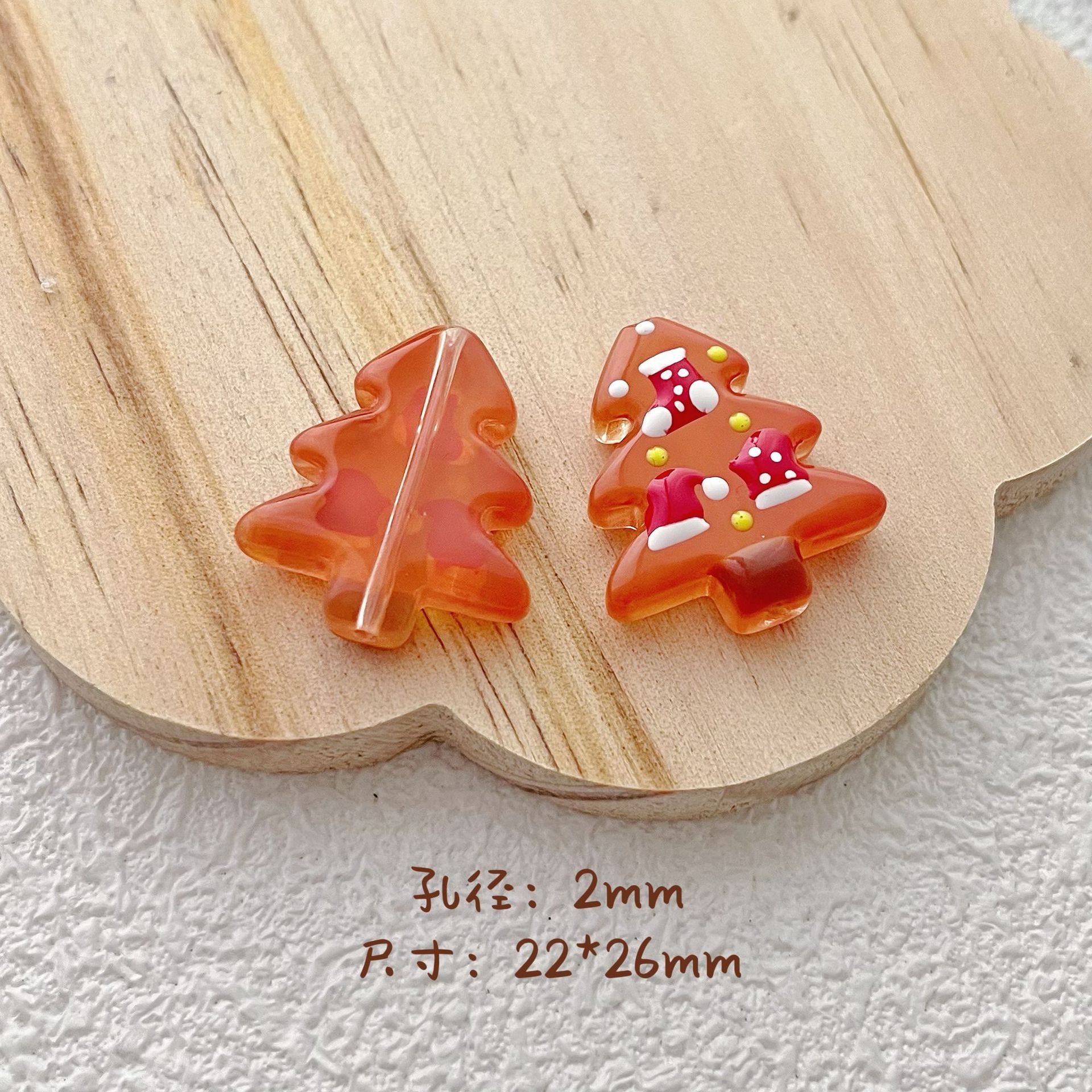 Hand Painted Christmas Tree Glass Beads 26mm Cartoon Pattern 1pc 4