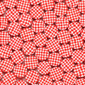 Flat Clay Beads 9mm Red Checkered Pattern Polymer 100pcs