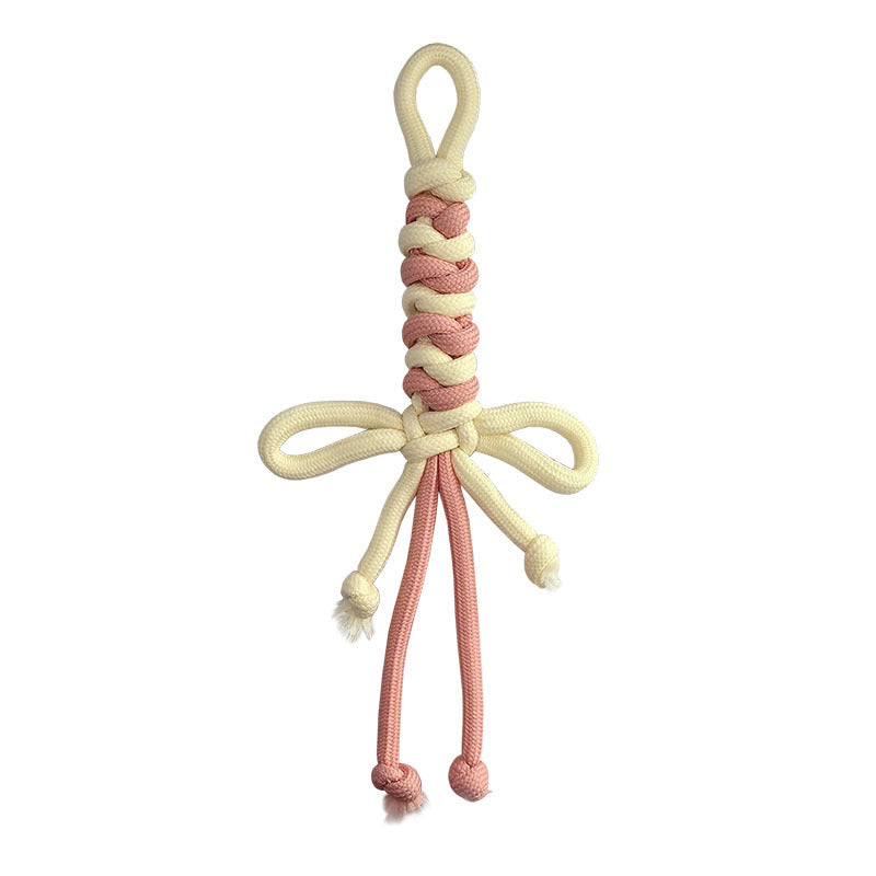 Dual Color Rope Braided Bow Crochet Keychain Polyester 4pcs 75mm 5