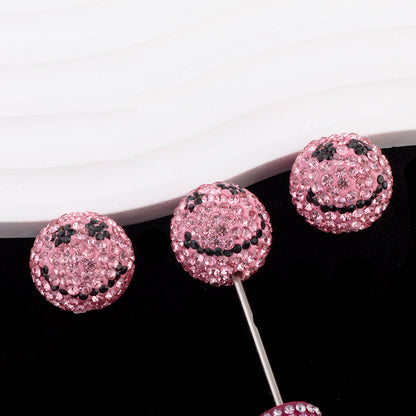 Smiley Face Bubblegum Rhinestone Beads 20mm Polymer Clay Full Rhinestones 6pcs 9