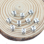 Square Metal Beads 7mm Number Engraved Polished Silver Tone 40pcs 3